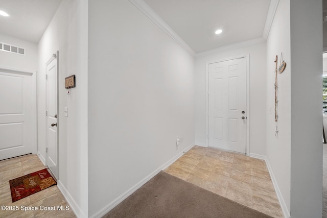 1662 Orsi Pl, West Melbourne, FL 32904 - hallway with crown molding, baseboards, and recessed lighting