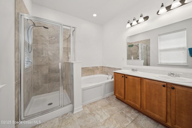 1662 Orsi Pl, West Melbourne, FL 32904 - bathroom with a shower stall, a bath, and double vanity
