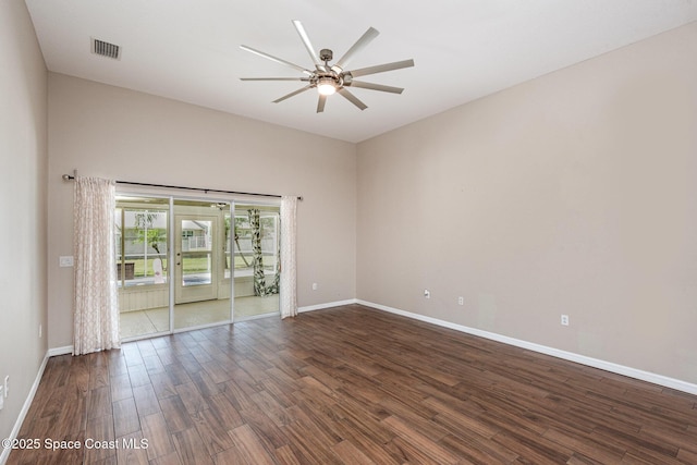 1536 Grand Isle Blvd, Melbourne, FL 32940 - spare room with ceiling fan, dark wood finished floors, and baseboards