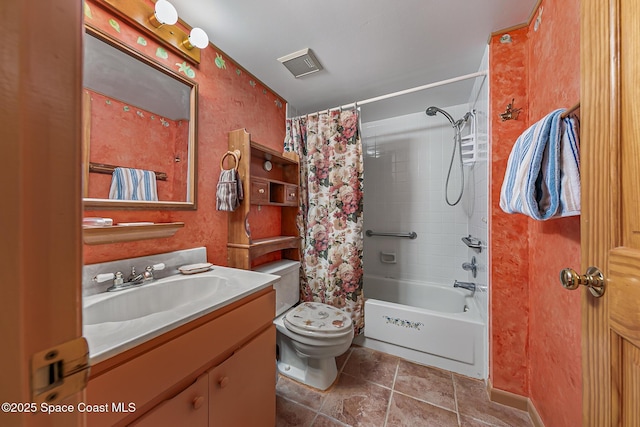 3165 N Atlantic Ave Unit C206, Cocoa Beach, FL 32931 - full bathroom with toilet, shower / bath combo, and vanity