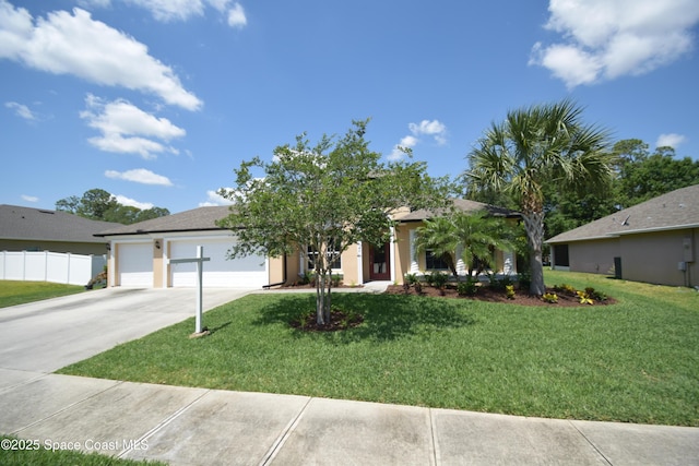 view of front of property with concrete driveway, a garage, and stucco siding