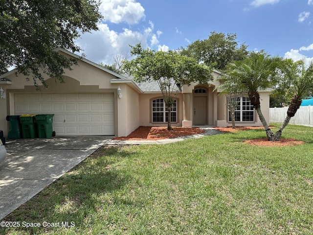 4465 Everglades St, Cocoa, FL 32927 - ranch-style house with stucco siding, a garage, and concrete driveway