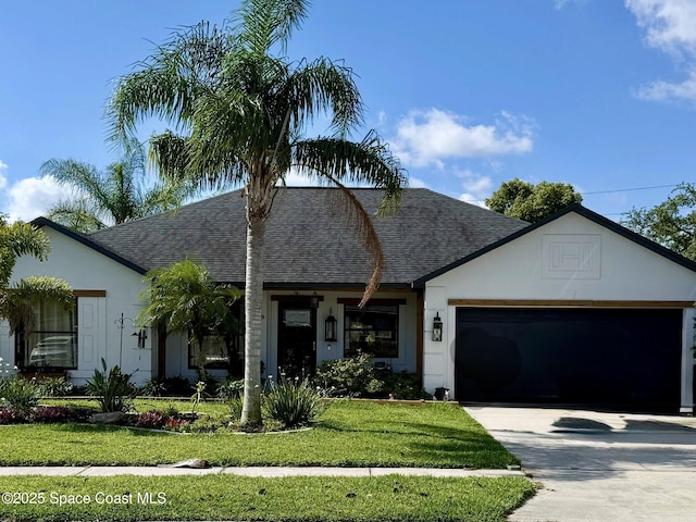 3441 Yashica Ct, Titusville, FL 32796 - view of front of property featuring a shingled roof, a garage, a front yard, and concrete driveway