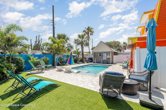 303 Winslow Cir, Cocoa Beach, FL 32931 - view of pool with a patio and an outdoor structure