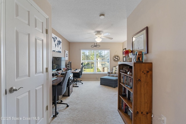 401 Trotter Ln Unit 202, Melbourne, FL 32940 - carpeted office featuring ceiling fan, a textured ceiling, and baseboards