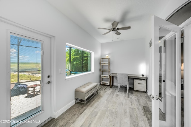 4070 S Tropical Trl, Merritt Island, FL 32952 - office space with a ceiling fan, wood finished floors, and baseboards