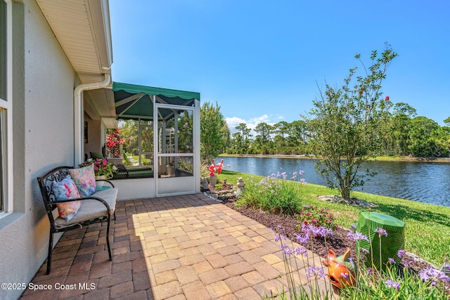 439 Briarcliff Cir, Sebastian, FL 32958 - view of patio / terrace with a water view and a sunroom