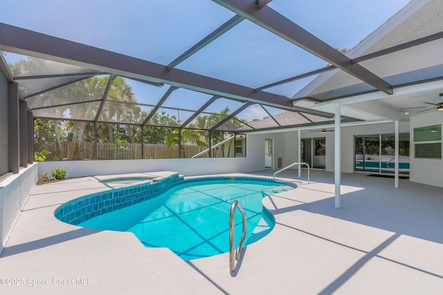 100 Martesia Way, Indian Harbour Beach, FL 32937 - view of pool with ceiling fan, a patio area, and glass enclosure