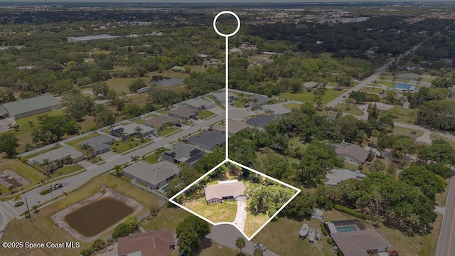 aerial perspective of suburban area featuring property parcel outlined