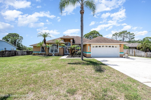 6860 Cedar Ave, Cocoa, FL 32927 - view of front of house featuring a garage, stucco siding, and concrete driveway