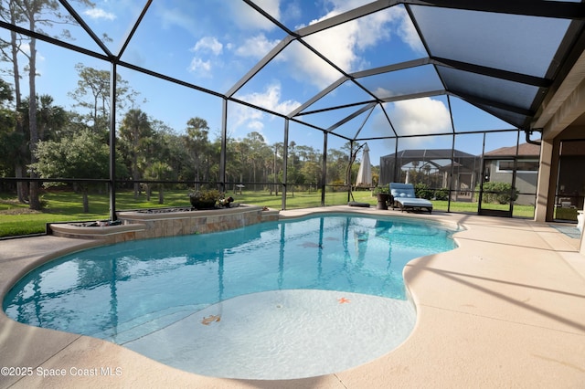 4407 Preservation Cir, Melbourne, FL 32934 - swimming pool with a patio area, a yard, and a lanai