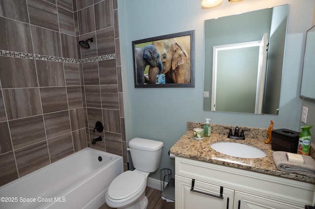 4407 Preservation Cir, Melbourne, FL 32934 - full bathroom featuring toilet, vanity, baseboards, and tub / shower combination