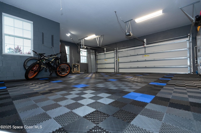 4407 Preservation Cir, Melbourne, FL 32934 - garage featuring a garage door opener and concrete block wall