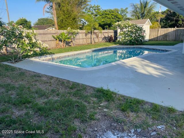 view of pool featuring a fenced backyard and a patio area