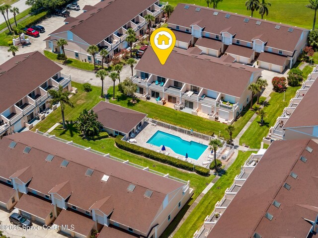 165 Escambia Ln Unit 502, Cocoa Beach, FL 32931 - aerial view of residential area with a pool area