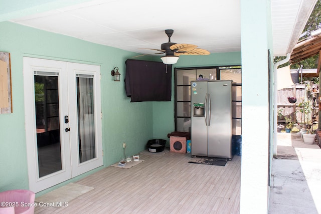 886 Spirea Dr, Rockledge, FL 32955 - view of patio / terrace with french doors, a ceiling fan, and a wooden deck