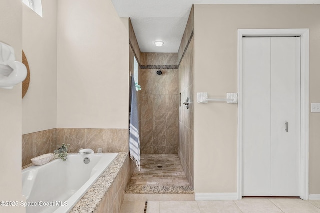 2102 Durban Ct, Rockledge, FL 32955 - full bath featuring a bath, a tile shower, and tile patterned flooring