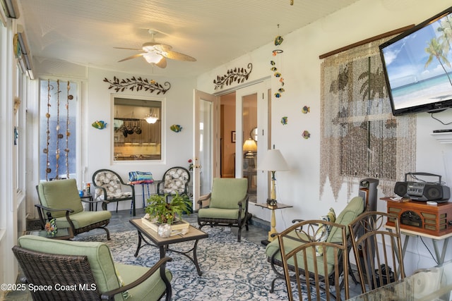 1035 Quail Ct SW, Vero Beach, FL 32968 - living room with a ceiling fan