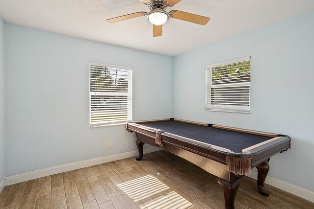 517 Fulton St, Daytona Beach, FL 32114 - rec room featuring wood finished floors, baseboards, billiards table, and ceiling fan