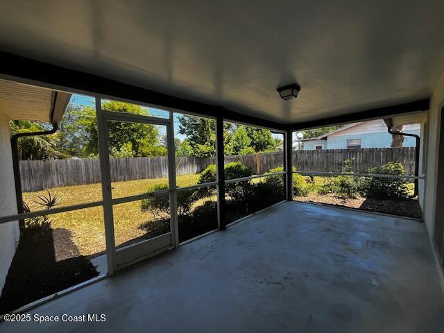 view of unfurnished sunroom