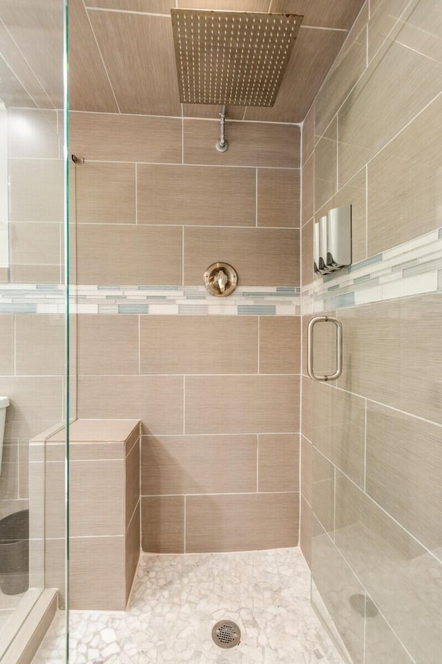 bathroom with a shower stall