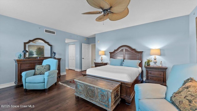 480 Sail Ln Unit 607, Merritt Island, FL 32953 - bedroom featuring wood finished floors, baseboards, and ceiling fan