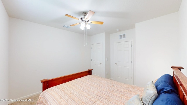 1491 Higbee St SE, Palm Bay, FL 32909 - bedroom featuring carpet, baseboards, and ceiling fan