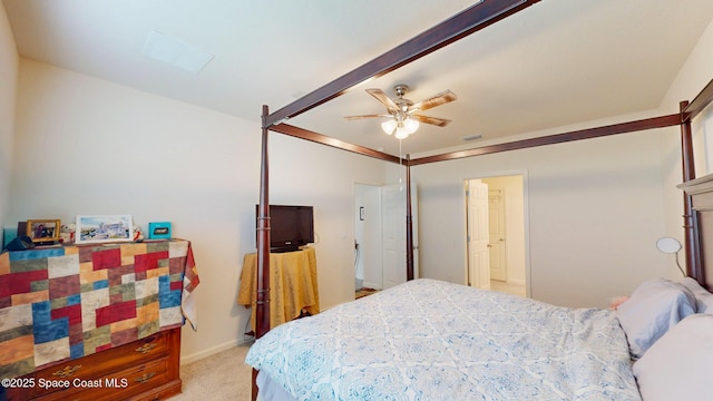 1491 Higbee St SE, Palm Bay, FL 32909 - bedroom with light carpet, ceiling fan, and baseboards