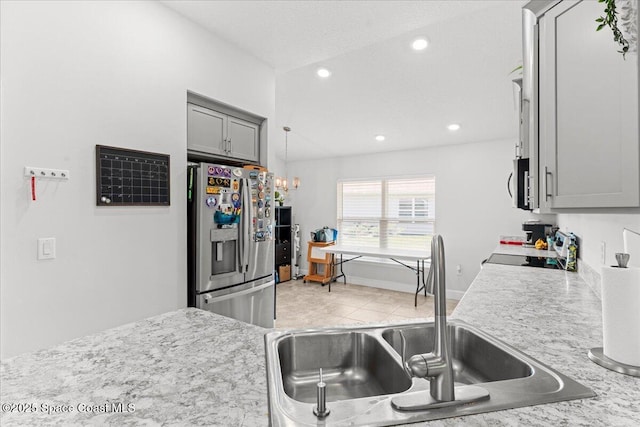 1041 Tupelo Cir, Cocoa, FL 32926 - kitchen with appliances with stainless steel finishes, a sink, gray cabinets, light countertops, and recessed lighting