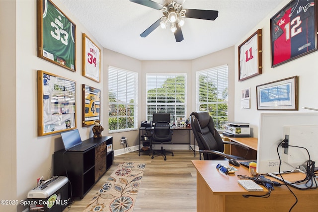 1737 Windbrook Dr SE, Palm Bay, FL 32909 - home office with light wood-type flooring, ceiling fan, and baseboards