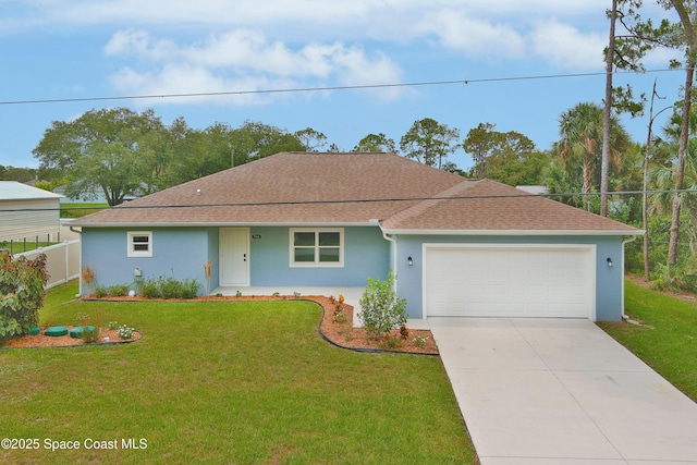 766 Tooley Rd SW, Palm Bay, FL 32908 - view of front of property featuring stucco siding, a garage, driveway, and roof with shingles