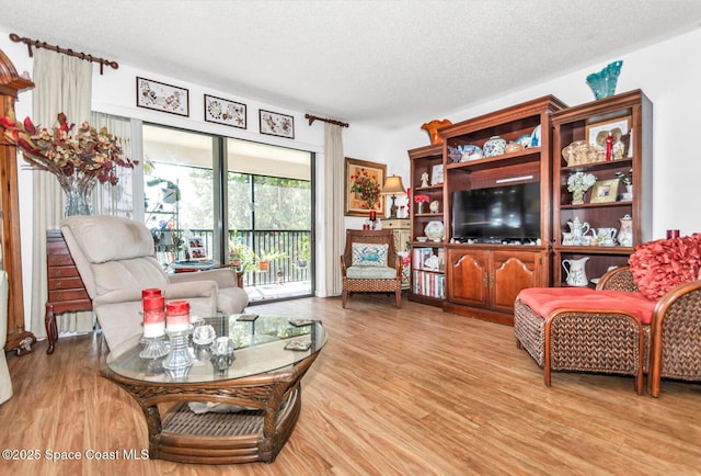 5800 N Banana River Blvd Unit 125, Cape Canaveral, FL 32920 - living area featuring a textured ceiling and light wood-type flooring