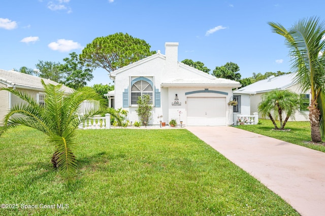 1924 Elderberry Ct NE, Palm Bay, FL 32905 - view of front of home with driveway, an attached garage, a front lawn, and stucco siding