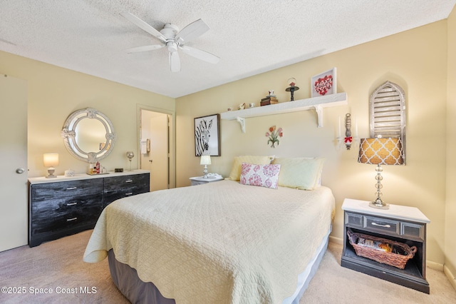1924 Elderberry Ct NE, Palm Bay, FL 32905 - bedroom with light carpet, a textured ceiling, and a ceiling fan
