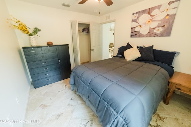 bedroom featuring ceiling fan
