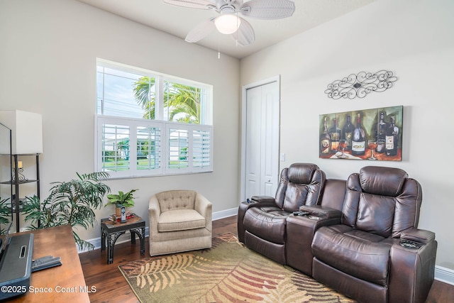 508 Lorelei Ave, Melbourne, FL 32901 - living area with ceiling fan, wood finished floors, and baseboards