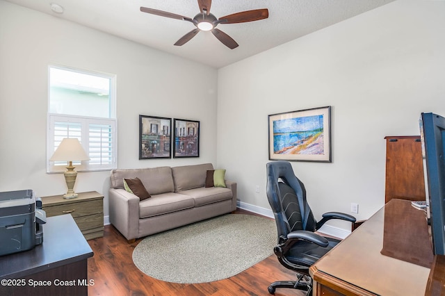 508 Lorelei Ave, Melbourne, FL 32901 - office area featuring ceiling fan, dark wood finished floors, and baseboards