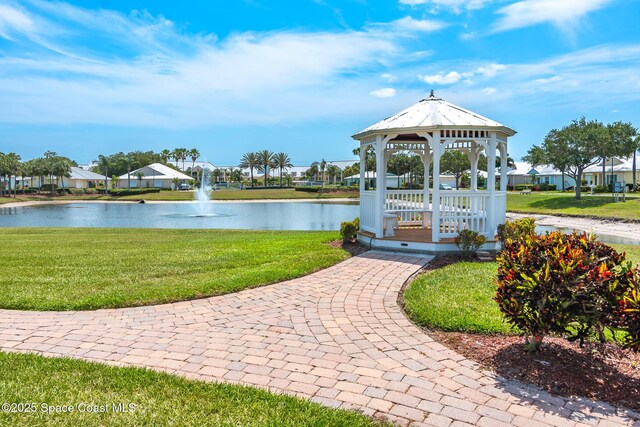 508 Lorelei Ave, Melbourne, FL 32901 - view of community with a gazebo, a lawn, a water view, and a residential view