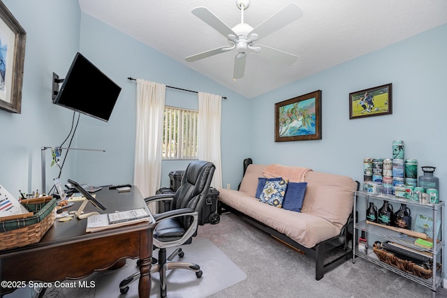 8002 Bradwick Way, Melbourne, FL 32940 - carpeted office space featuring lofted ceiling and a ceiling fan