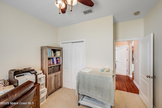 1409 Corbett Ln, Melbourne, FL 32904 - office featuring a ceiling fan and light colored carpet
