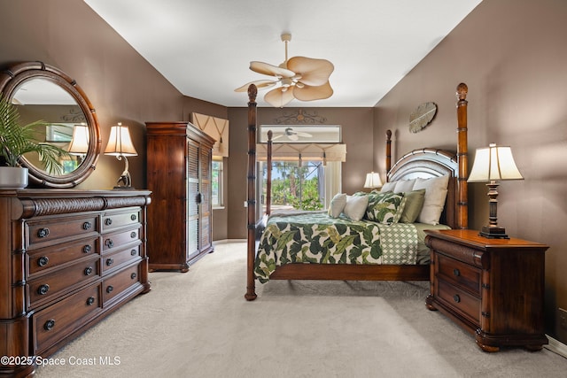 448 Birchington Ln, Melbourne, FL 32940 - bedroom featuring light colored carpet, baseboards, and ceiling fan