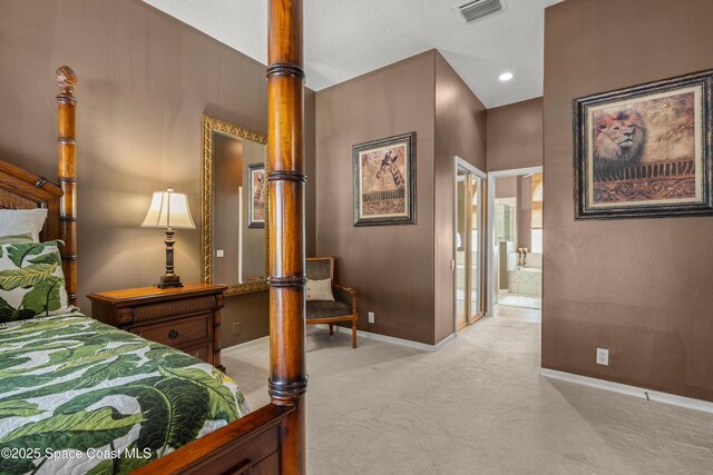 448 Birchington Ln, Melbourne, FL 32940 - bedroom with baseboards, light colored carpet, and ensuite bathroom