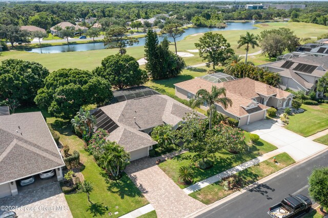 448 Birchington Ln, Melbourne, FL 32940 - aerial perspective of suburban area featuring a large body of water and a golf course