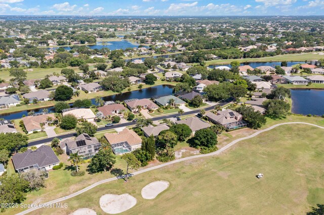 448 Birchington Ln, Melbourne, FL 32940 - aerial view of property and surrounding area with nearby suburban area, a nearby body of water, and a golf club