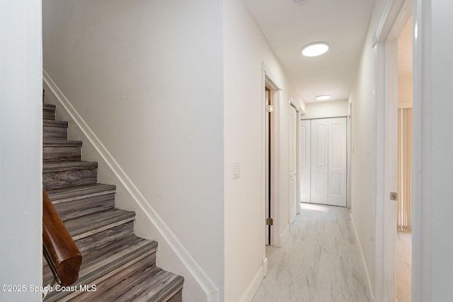 3444 Partridge Ct, Melbourne, FL 32935 - staircase with baseboards and marble finish flooring