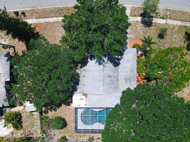 aerial view of a pool