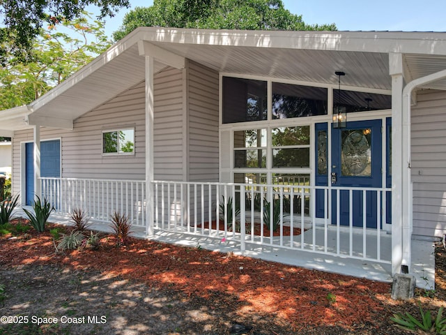 view of home's exterior featuring covered porch