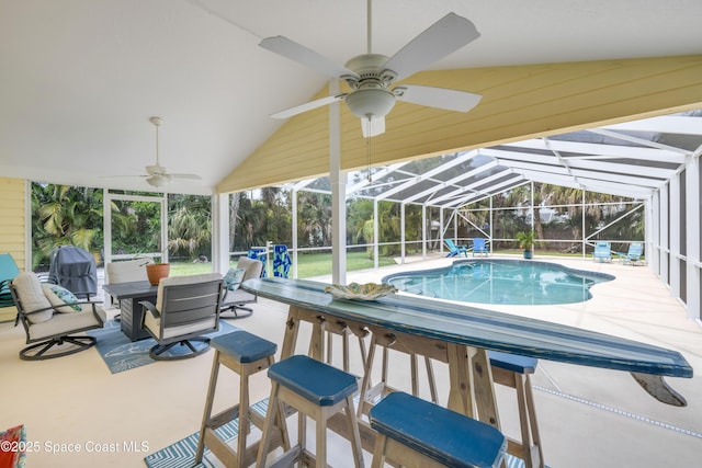 2007 Oak St, Melbourne Beach, FL 32951 - outdoor pool featuring ceiling fan and a patio area