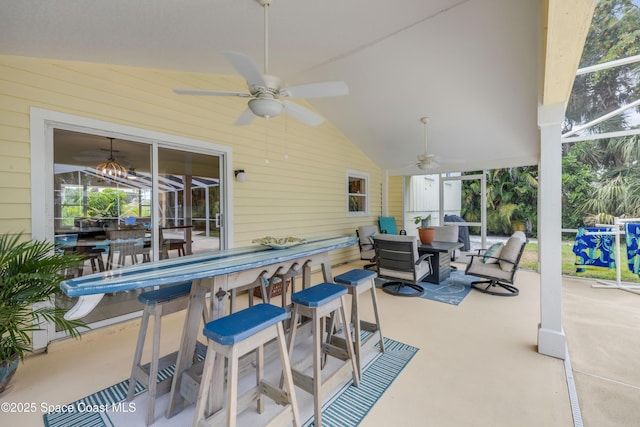 2007 Oak St, Melbourne Beach, FL 32951 - view of patio with ceiling fan and a lanai