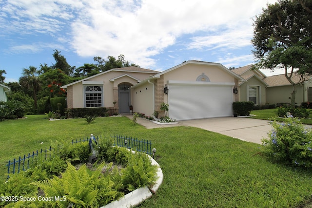 1112 Pine Creek Cir NE, Palm Bay, FL 32905 - single story home with brick siding, driveway, an attached garage, and stucco siding